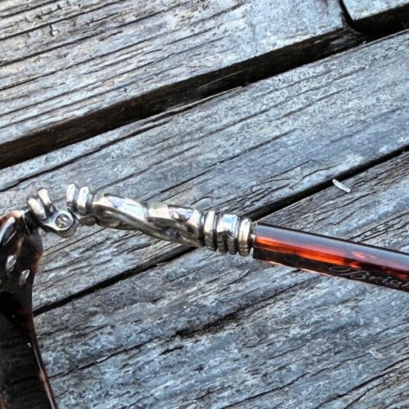 Brighton Sabrina Tortoise Shell Sunglasses Silver Heart Case 52-17 Vintage Brown - Picture 6 of 16